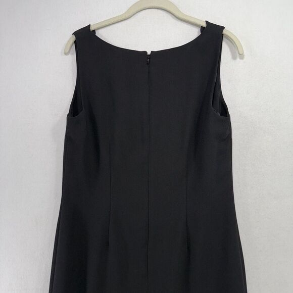 Talbots Dress Women 8 Black Sheath Scalloped Sleeveless Elegant Preppy Classic - Picture 5 of 14